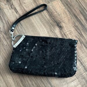 Black Sequin Wristlet Clutch